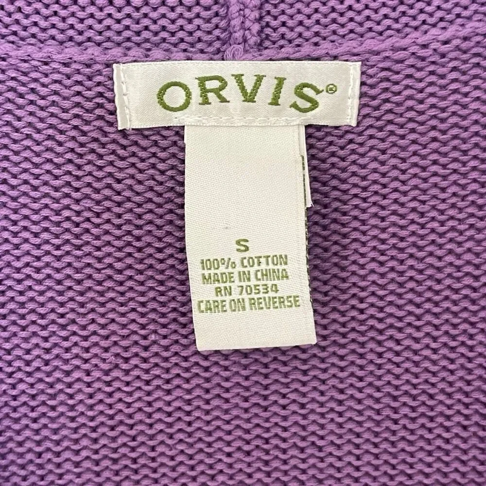 Orvis Women's Size Small Purple V-Neck Novelty Stitch Cardigan Sweater Top